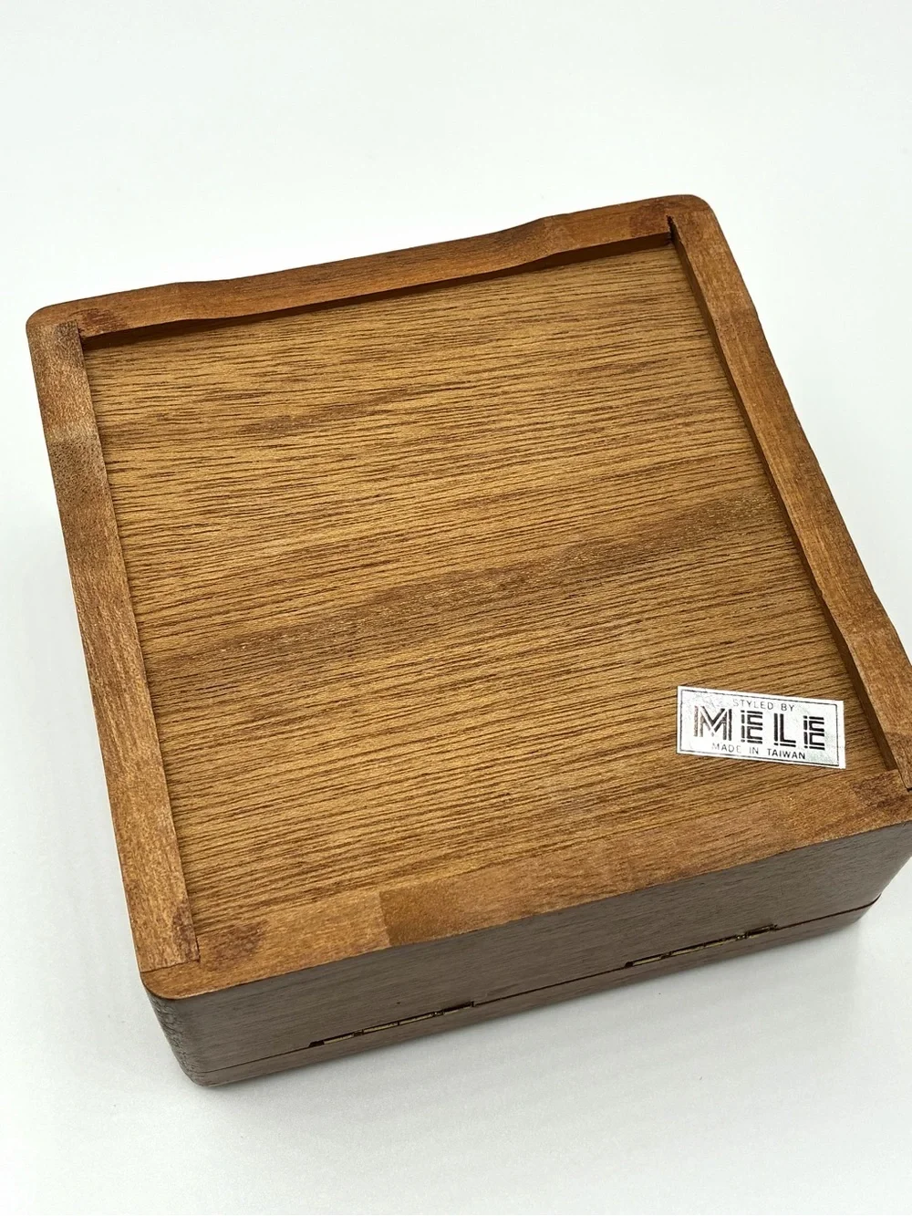 Vintage Mele Wood Jewelry Box Mirror Trinket Box Taiwan Girl Tile Lid